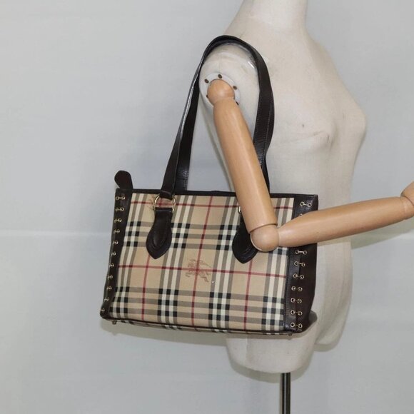 BURBERRY Nova Check Shoulder Bag PVC Beige Auth - Picture 14 of 16